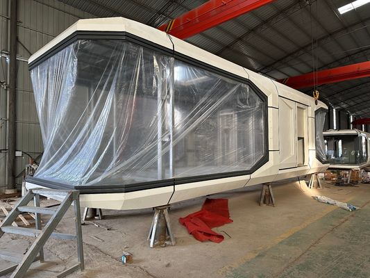 Muralha de aço estilo moderno Luxo Space Capsule Hotel Casa espacial comercial com parede de alumínio personalizado