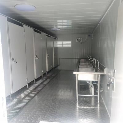 Banheiro exterior pré-fabricado Container portátil Banheiro de 20 pés Sala individual com banheiro público Painel de sanduíche Estrutura de aço
