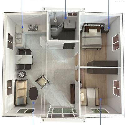 Casa 40ft Moderna Customizada Galvanizado Estrutura de Aço Container expansível Casa com Janela de Alumínio e Painel Sandwich