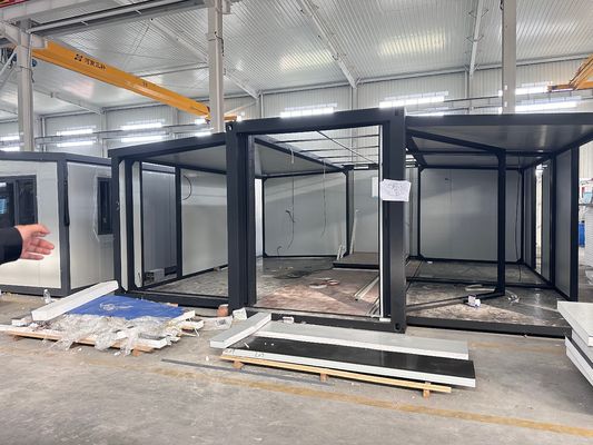 Instalação de montagem flexível 20ft 40ft Container de construção rápida expansível à prova de vento com estrutura de aço Casa pré-fabricada