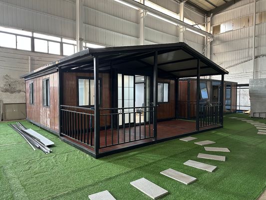 Casa de contêiner expansível com banheiro e cozinha luxuosa 20ft 40ft fácil de instalar Edifício modular pré-fabricado à prova de vento