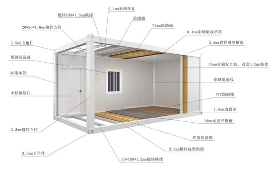 2024 Design mais recente Casa de contêineres fácil de instalar Vantagem de instalação rápida para van impermeável personalizado de 20FT / 40FT