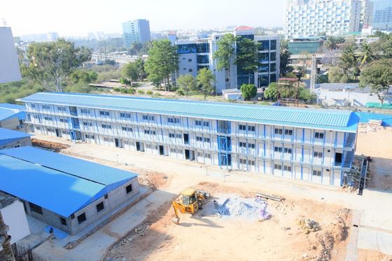 Casa de jardim pré-fabricada de transporte rápido com painel de sanduíche de onda de 50/75/100 mm e estrutura de aço leve