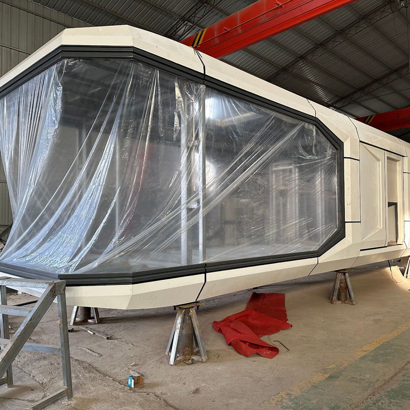 Hotel ao ar livre Armário plano Container de aço Casa cápsula espacial com estilo de design moderno e sistema inteligente