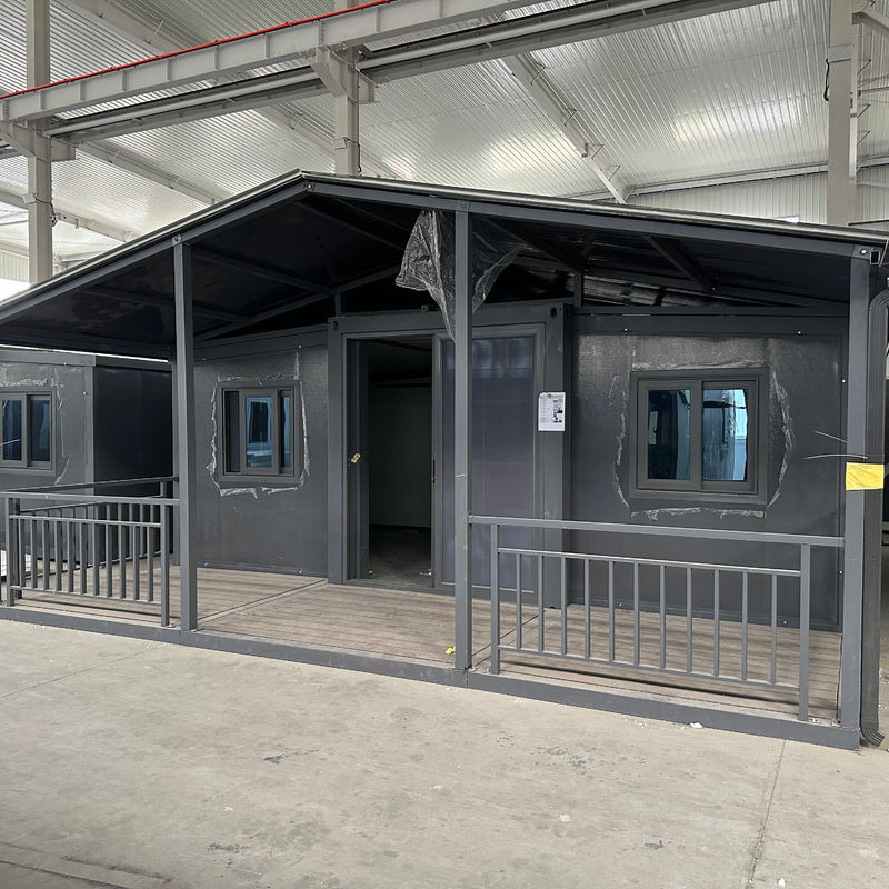 Edifício pré-fabricado de janela de aço móvel durável Austrália 20 40 pés Tiny Home Modular Fibra de vidro teto de aço Quadro de contêiner expandível Casa